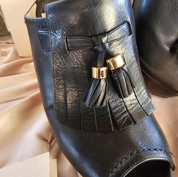 PRADA Black Peep Toe Platform Mules  Tassel Size 40 GORGEOUS 😍 Calzature Donna - Picture 3 of 14